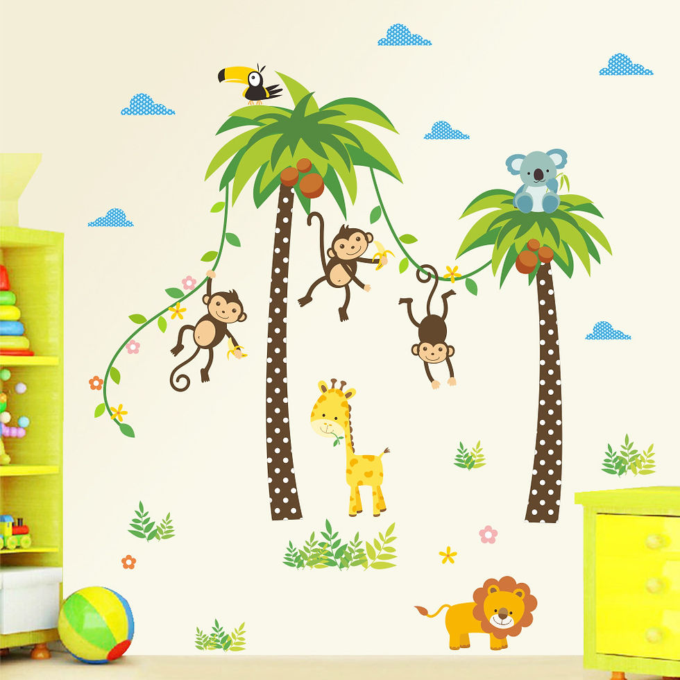 Thumbnail: Cartoon Jungle Woodland Animals Wall Decals Wall Stickers for Boys Girls Baby Nu