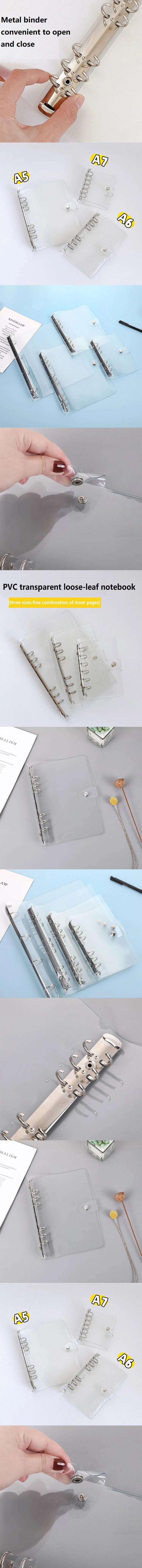 Thumbnail: Transparent Binder A5 6 Rings Binder Notebook Filing Cabinet Envelope Budget A5 