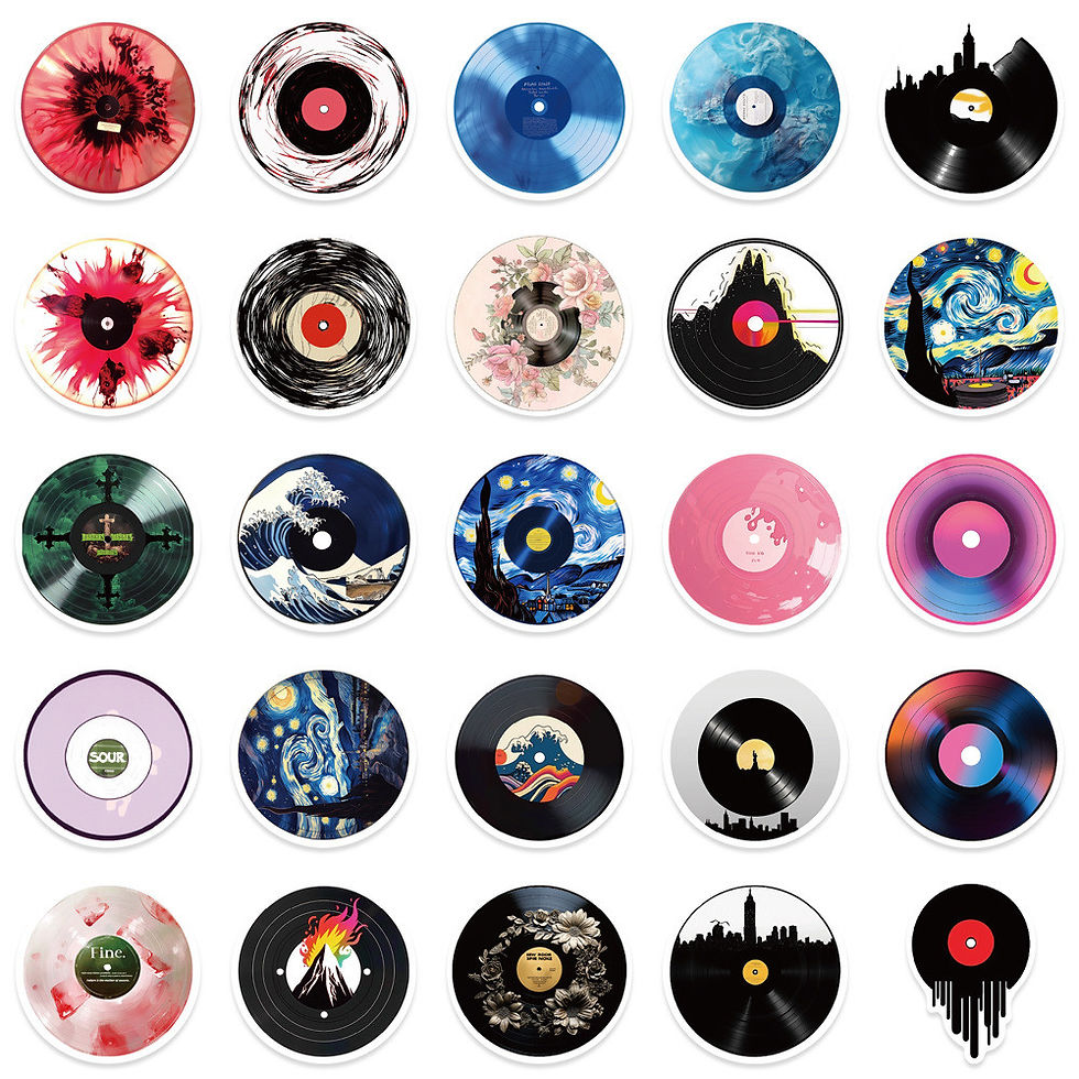 Thumbnail: 50PCS Vinyl CD Record Graffiti Stickers - Adhesive PVC Decals for Luggage, Scoot