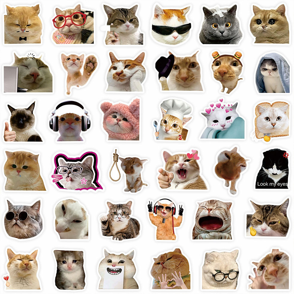 Thumbnail: 100Pcs Cute Funny Cat Emoji Stickers - Decor for Journal/Notebook/Phone Case - D