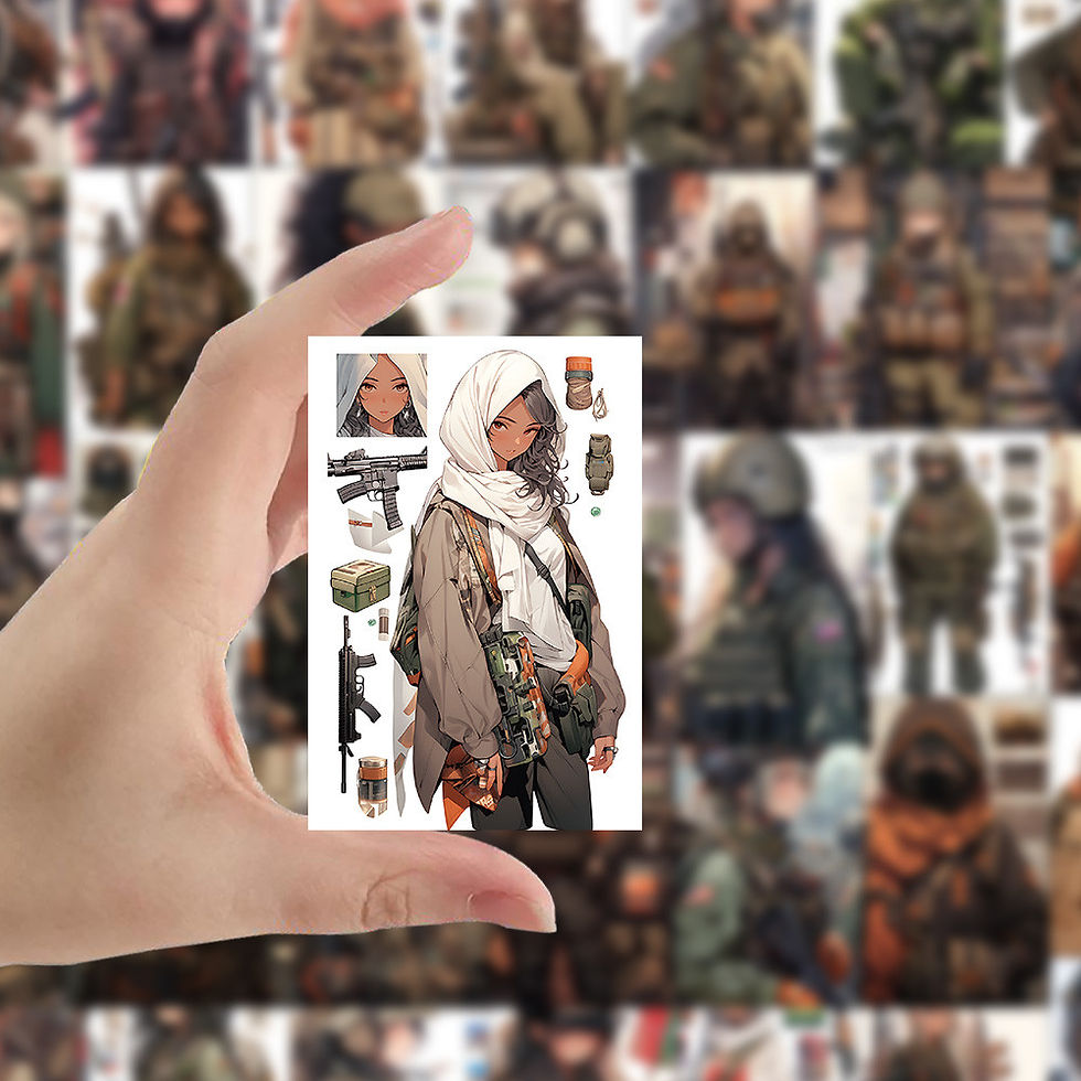 Thumbnail: 60-Piece Cool Camo-Style Girl Stickers - Decorative Decals for Notebooks, Phone 