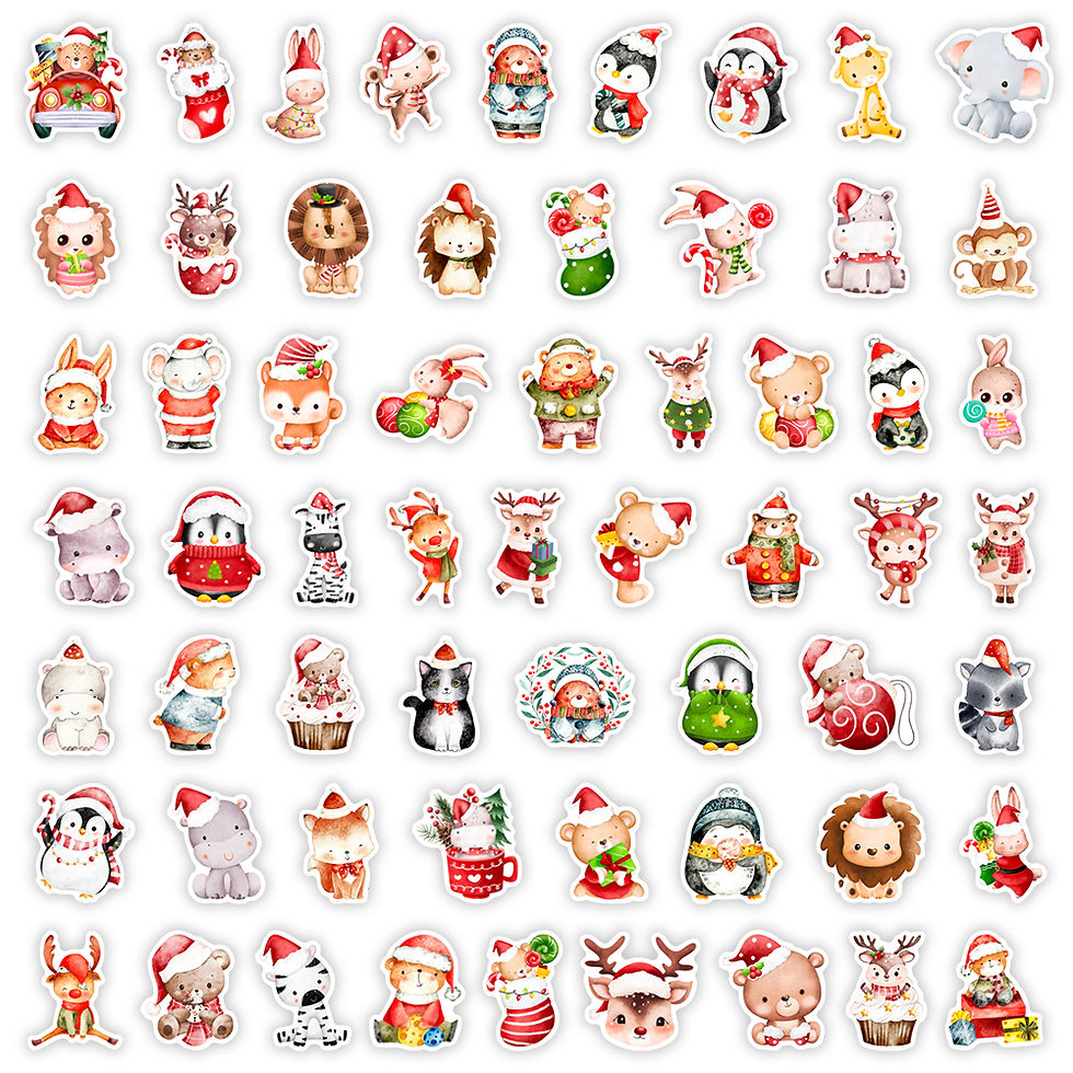 Thumbnail: Cartoon Christmas Animals Stickers Cute Penguin for DIY Crafts Kid Gift Toy Wate
