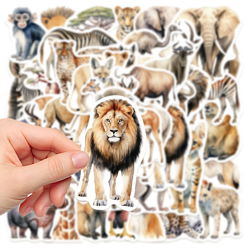 Thumbnail: 50-Piece African Animal Stickers Waterproof Decorative Decals for Notebooks Lapt