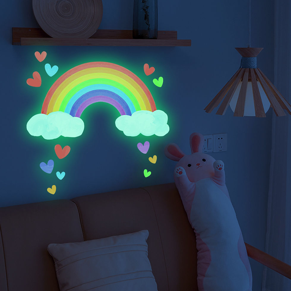 Thumbnail: Cartoon Rainbow Luminous Wall Stickers Glow In The Dark Cloud Heart DIY Wall Dec