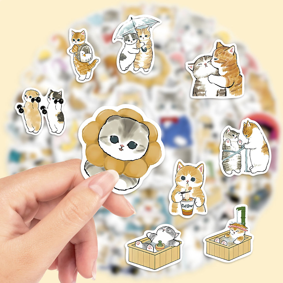 Thumbnail: Kawaii Cat Cartoon Graffiti  Stickers Cute Animal Aesthetic Decals PVC for Diary