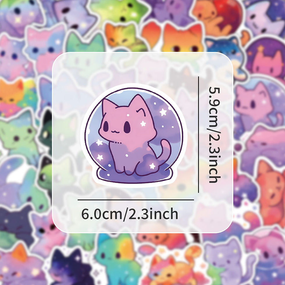 Thumbnail: 52 Pcs Starry Sky Cat Stickers - Dreamy Galaxy Feline Decals for Laptop, Phone C