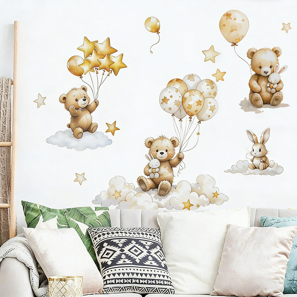 Thumbnail: Cartoon Cloud Bear Balloon Star Wall Stickers for Bedroom Living Room Study Room