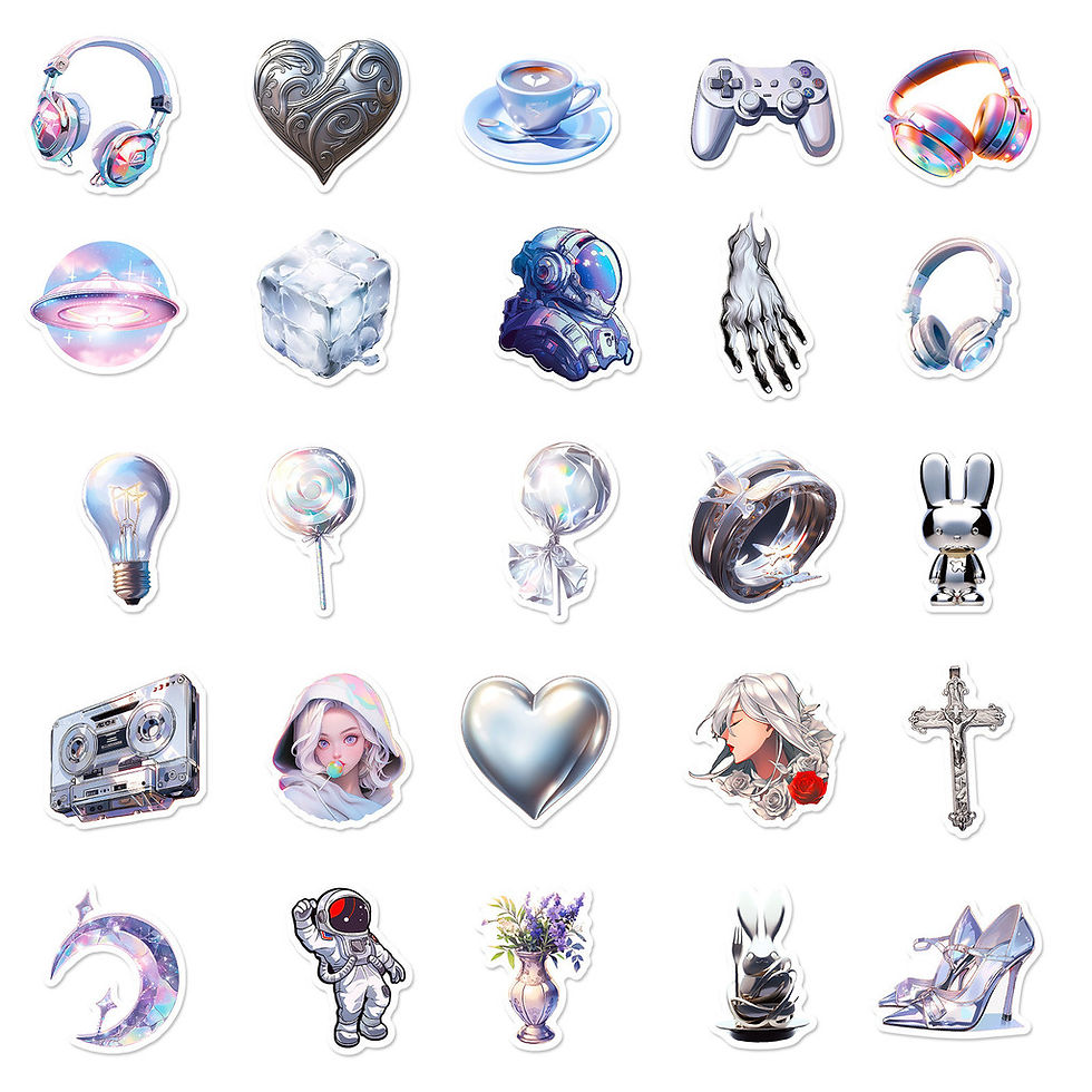 Thumbnail: 50Pcs Silver Decorative Stickers | Creative & Girly Heart Design Korean Ins Styl