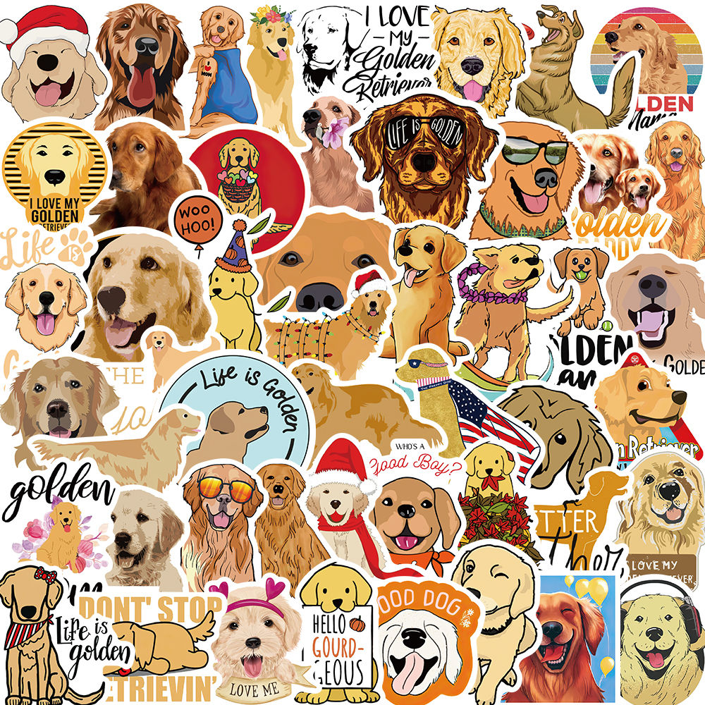 50PCS Golden Retriever Sticker Nostalgia Graffiti Y2k Fashion Scrapbooking Lapto