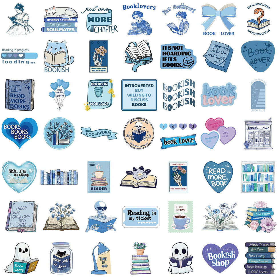 Thumbnail: 50PCS Blue Bookish Sticker Computer Graffiti DIY Case Desktop Phone Creative Art