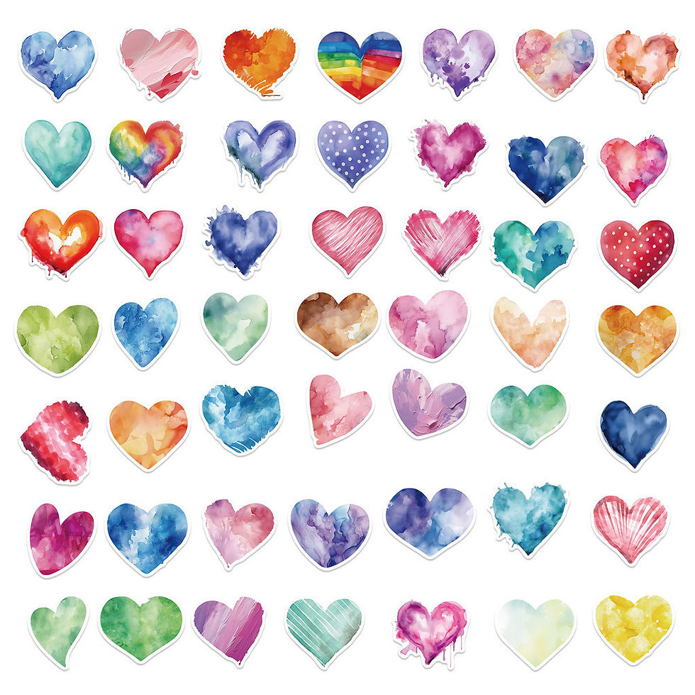 Thumbnail: 50PCS Cartoon Watercolor Love Heart-shaped Waterproof Graffiti Stickers for Helm