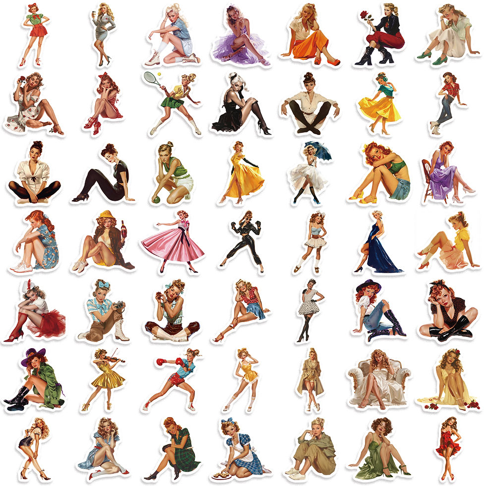 Thumbnail: 60pcs Retro Girl Sticker Collection Vintage Beauty Stickers Waterproof Vinyl Dec