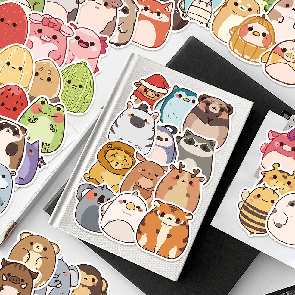 Thumbnail: 50-Piece Original Animal Egg Stickers Waterproof Decorative Decals for Notebooks
