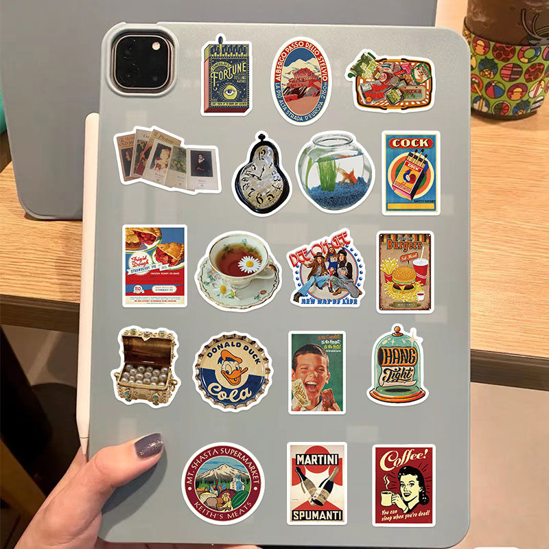 Thumbnail: 50pcs Cool Vintage Stickers Retro Decal For Skateboard Laptop Phone Bike Car Fun