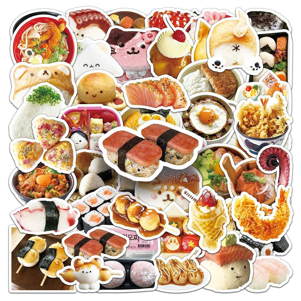 Thumbnail: 50Pcs Kawaii Japanese Food Stickers - Cute Sushi & Onigiri Decals for Journal & 