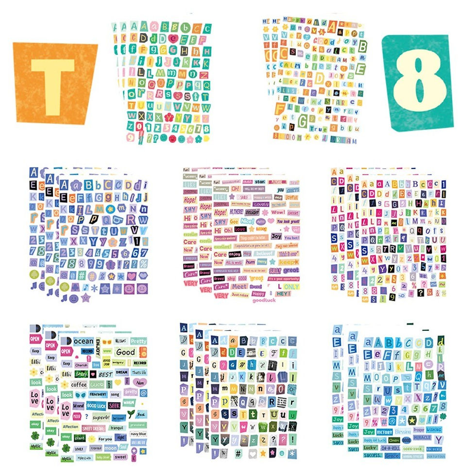 Thumbnail: 8Pcs Number and Alphabet Stickers DIY Stationery Journal Decorative Decals Recor