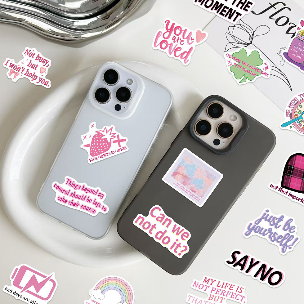 Thumbnail: 100 Pcs Cartoon Pink Stop Overthinking Graffiti Stickers Waterproof Vinyl Decals