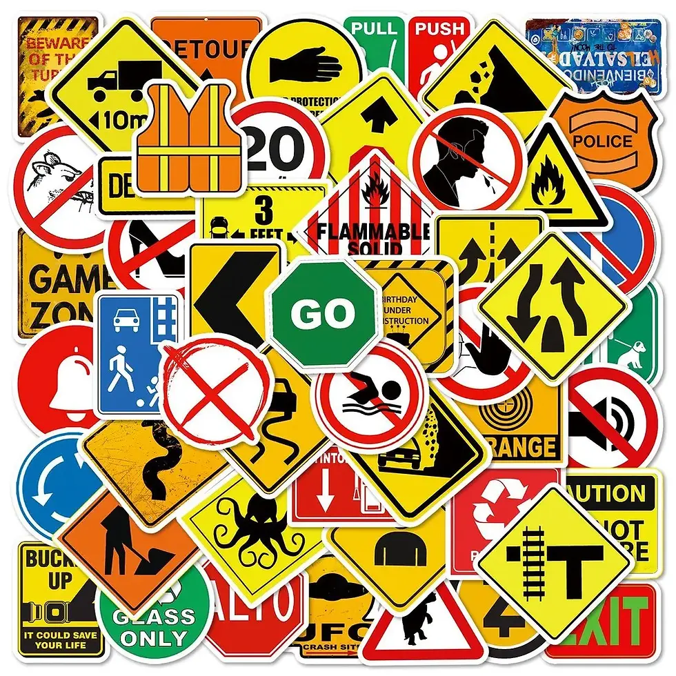 Thumbnail: ​50PCS Urban Street Signs Stickers - Graffiti-Style Warning Decals for Skatebo