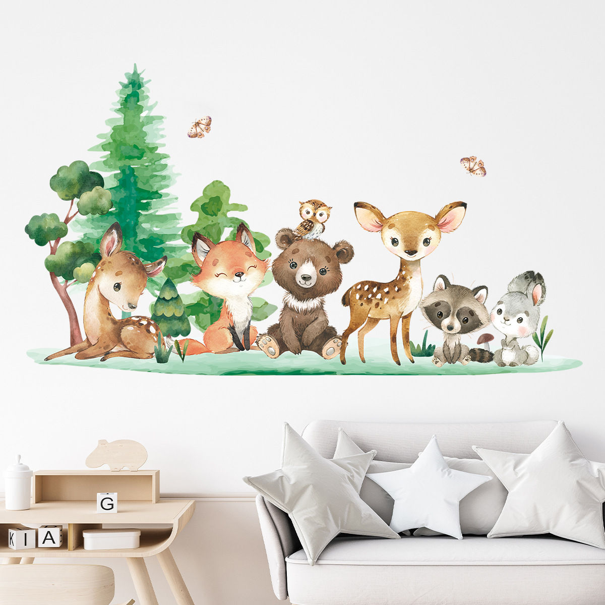 Forest Animals Theme Bear Deer Rabbit Children's Wall Stickers for Kids Room Bab