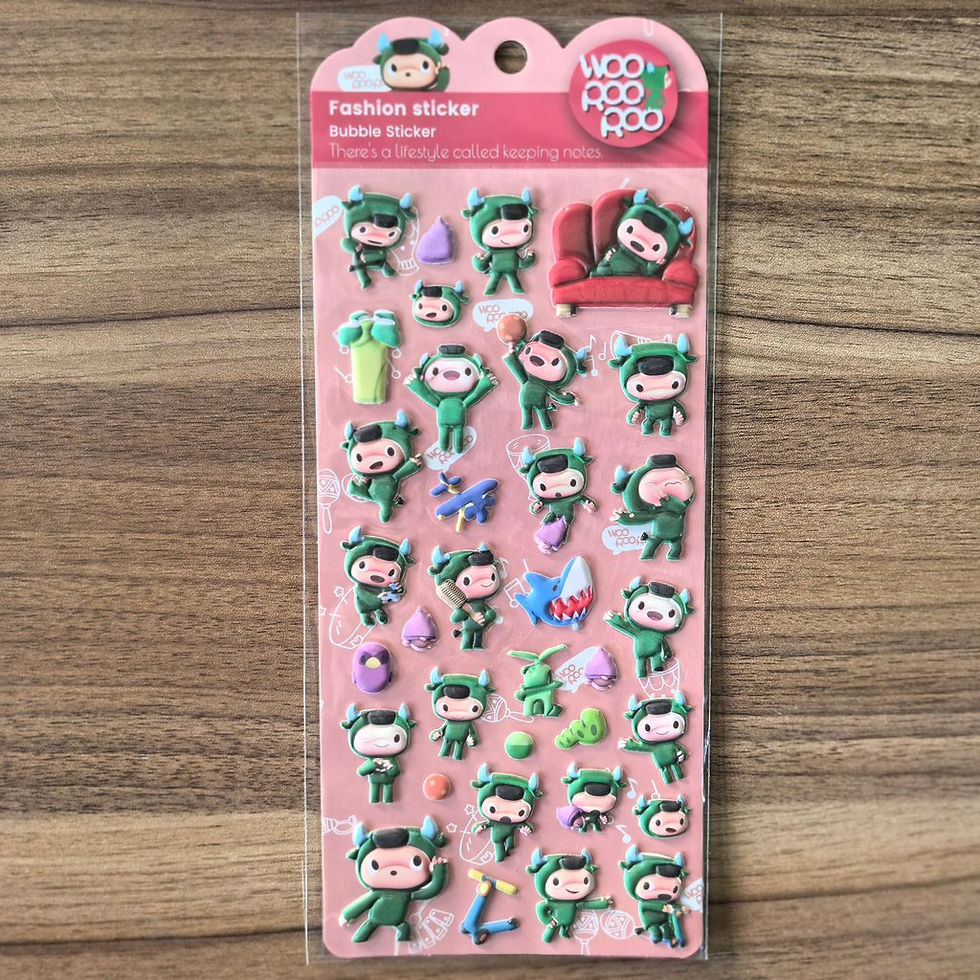 Thumbnail: 4Sheets Woo Hoo Roo Roo Fashion Bubble Stickers Cartoon Character Decals for Cra
