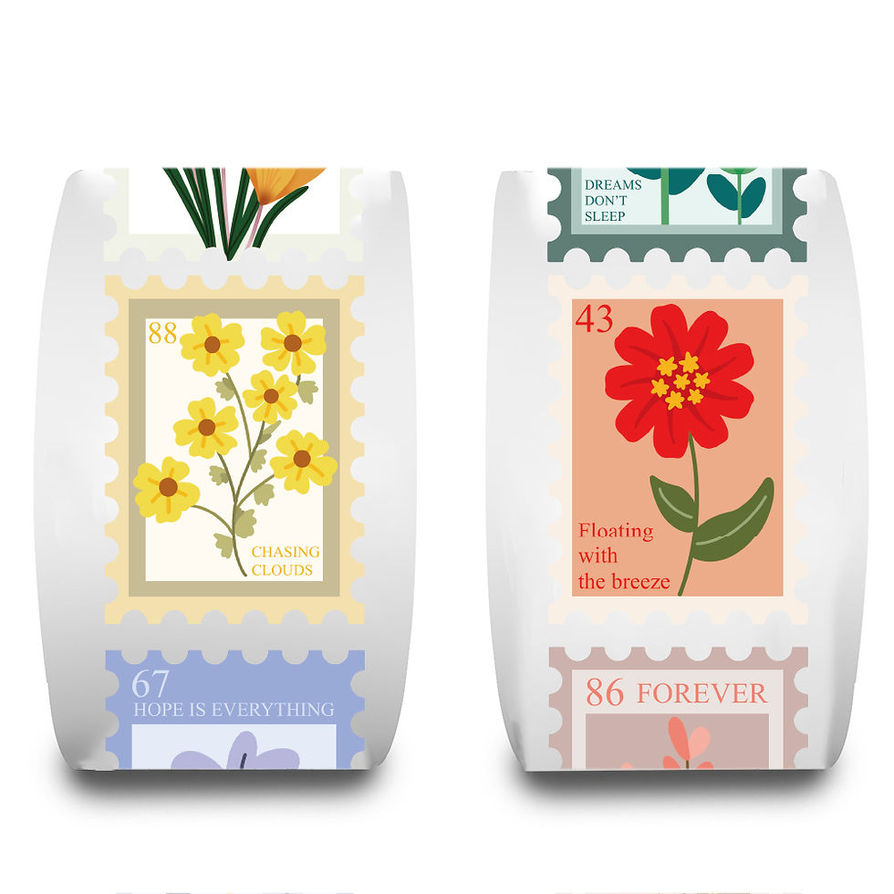 Thumbnail: 500PCS Flower Stamps Roll Sticker Harajuku Cartoon Y2k Fashion Scrapbook Graffit