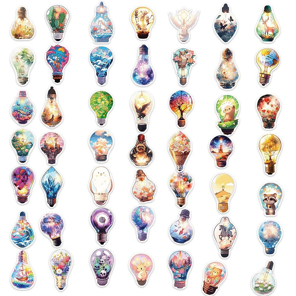 Thumbnail: 50-Piece Original Light Bulb World Stickers - DIY Waterproof Decor for Guitars, 