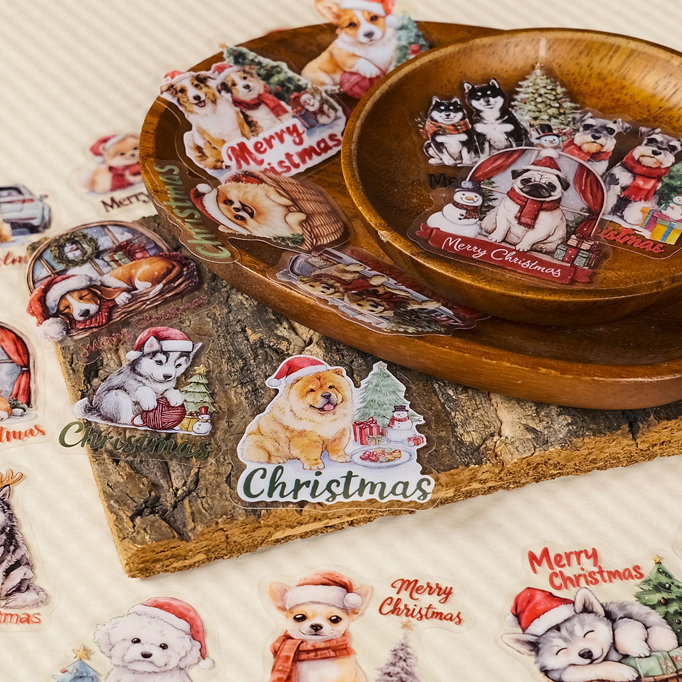 Thumbnail: 56PCS Christmas Dog Cartoon Stickers Transparent PET Material Holiday Account Re