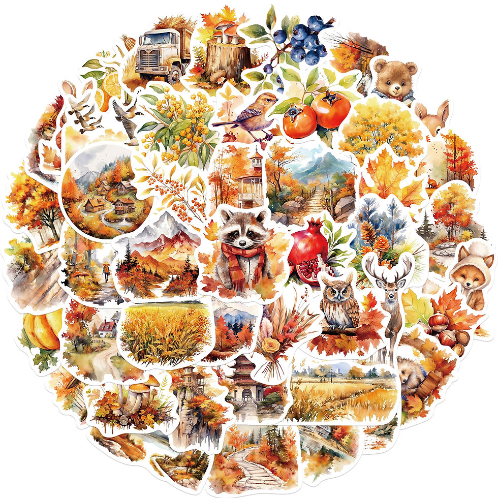 Thumbnail: 50pcs Waterproof Graffiti Cute Cartoon Autumn Animals Foods Stickers For Laptop 