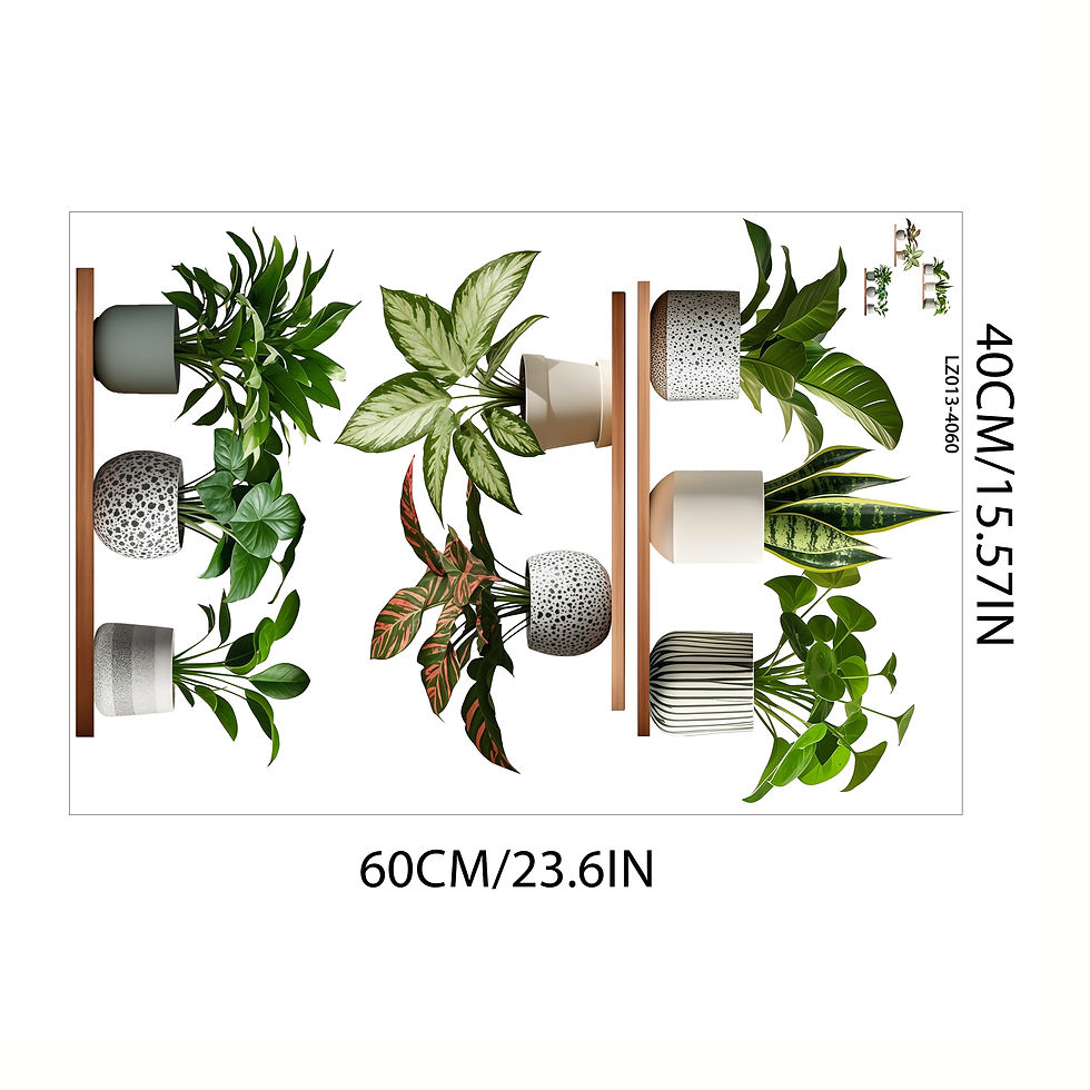 Thumbnail: Tropical fresh green potted plant vase, self-adhesive waterproof wall decal, per