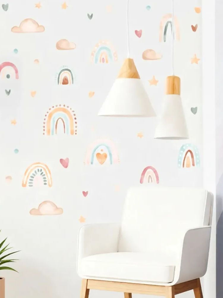 Thumbnail: Creative Rainbow Cloud Love Element Self Adhesive Detachable PVC Wall Stickers R