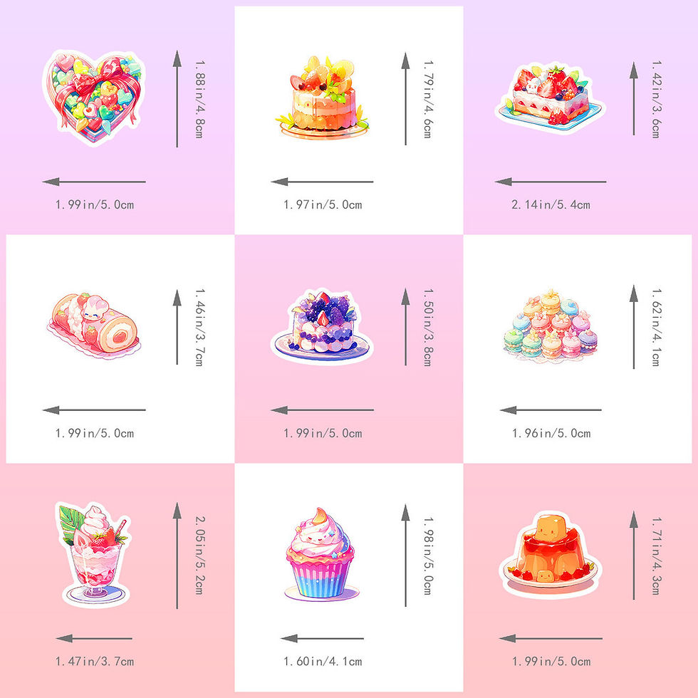 Thumbnail: 50PCS Cute Dessert Stickers - Cartoon Lovely Playful Food Stickers for Milk Tea,