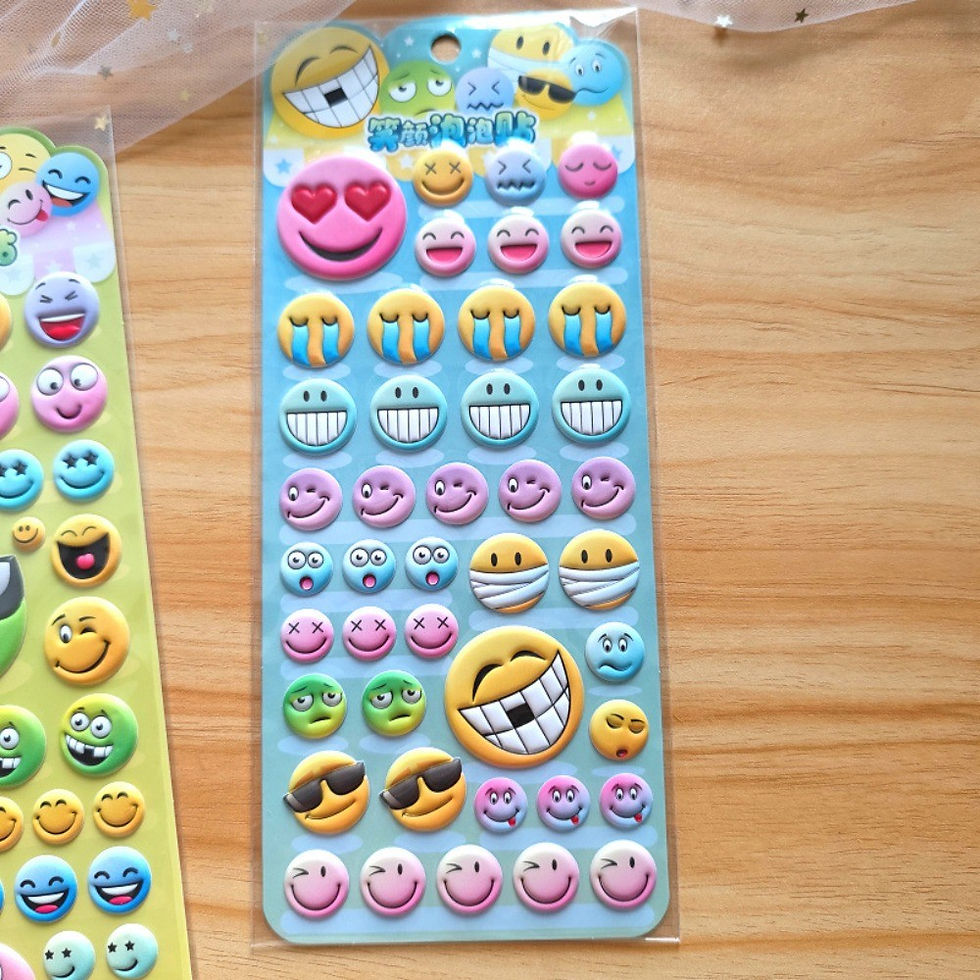 Thumbnail: 4-Piece 3D Stereo Foam Smiley Face Stickers - Cute Cartoon Expression Adhesive S