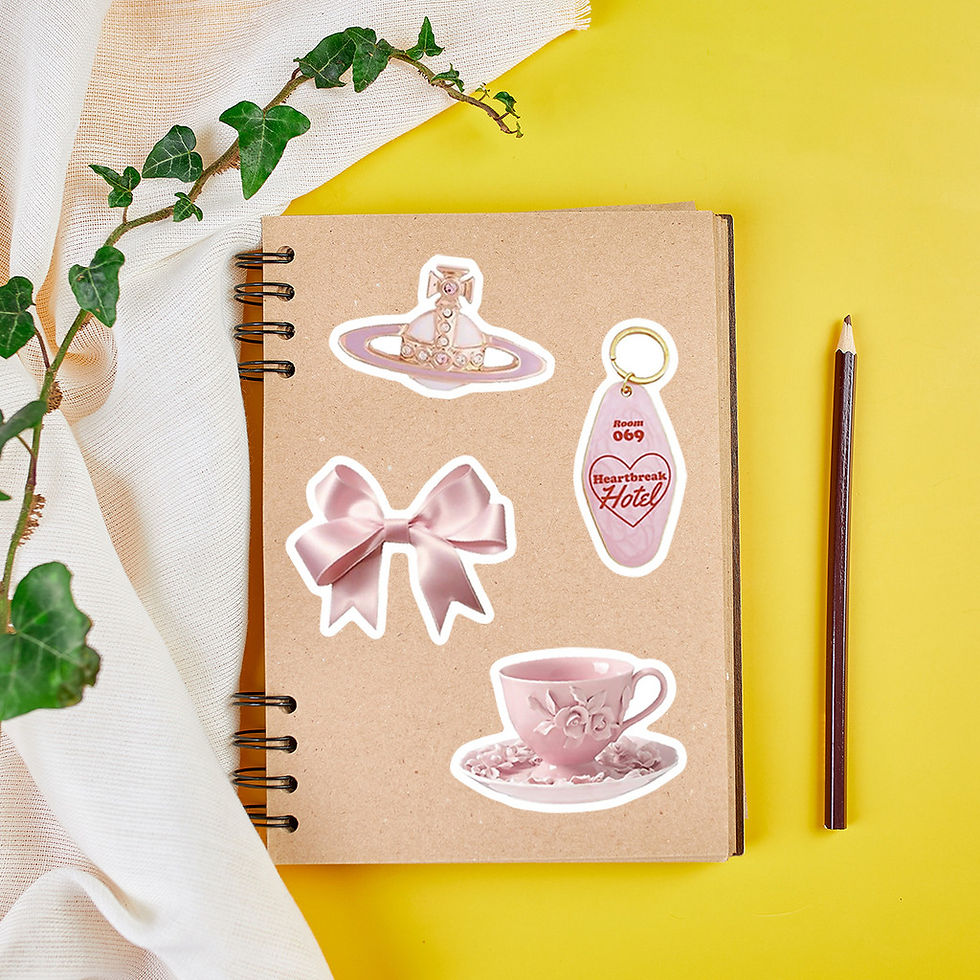 Thumbnail: 50Piece Pink Aesthetic Stickers Set Decals for Laptop Tumbler Travel Luggage (Bu