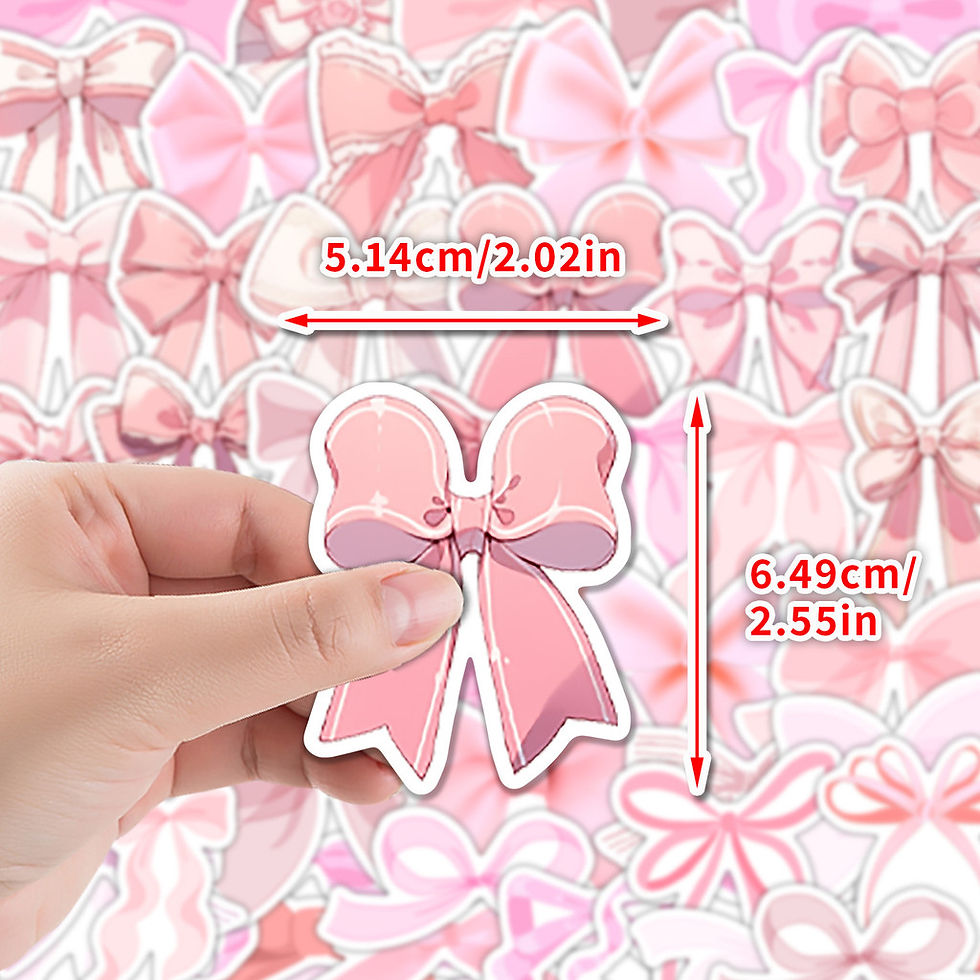 Thumbnail: 50PCS Cute Pink Bow Graffiti Stickers - Waterproof Decor for Luggage, Water Cup 