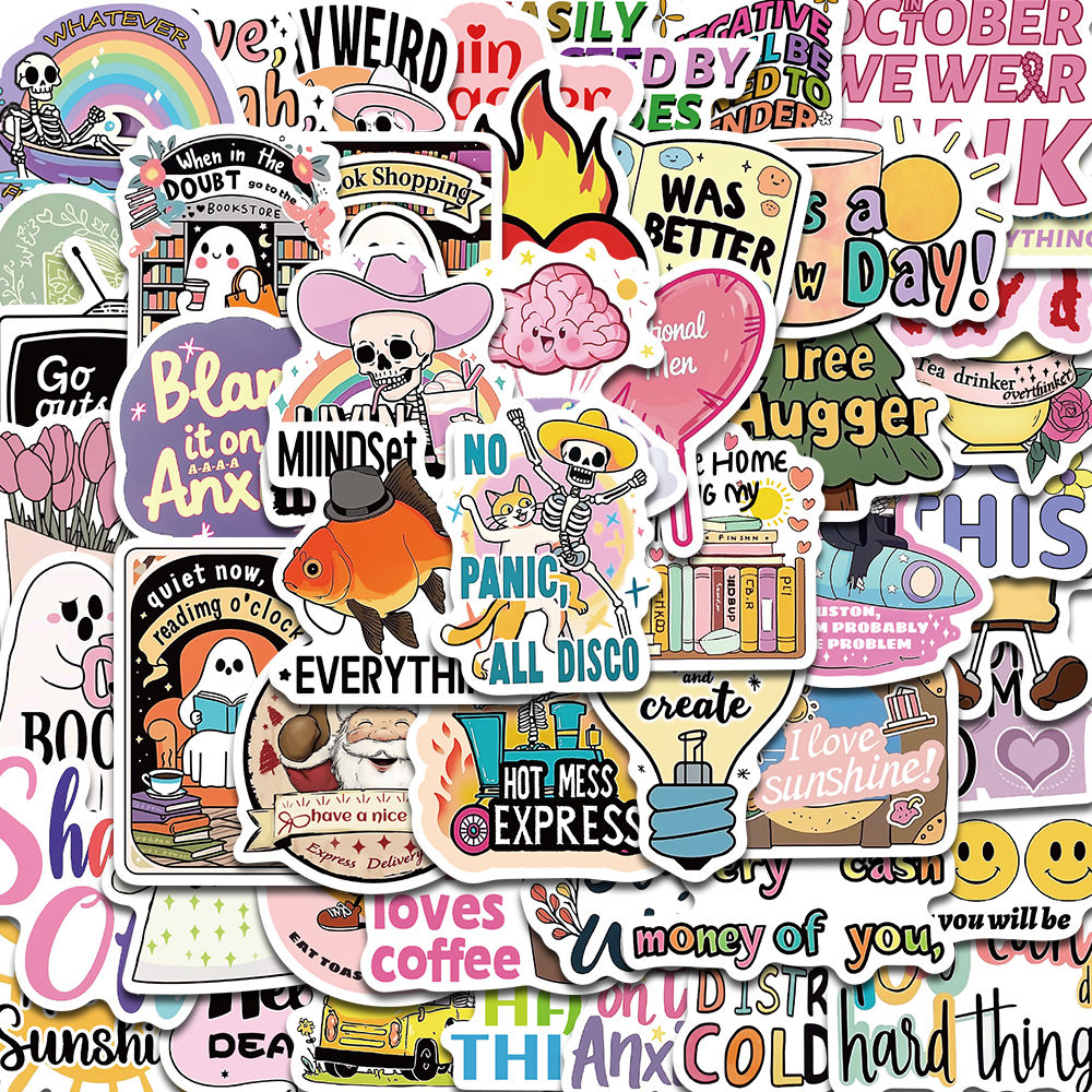 50PCS Mix Creative Inspirational Quotes Sticker Harajuku Aesthetic Scrapbooking