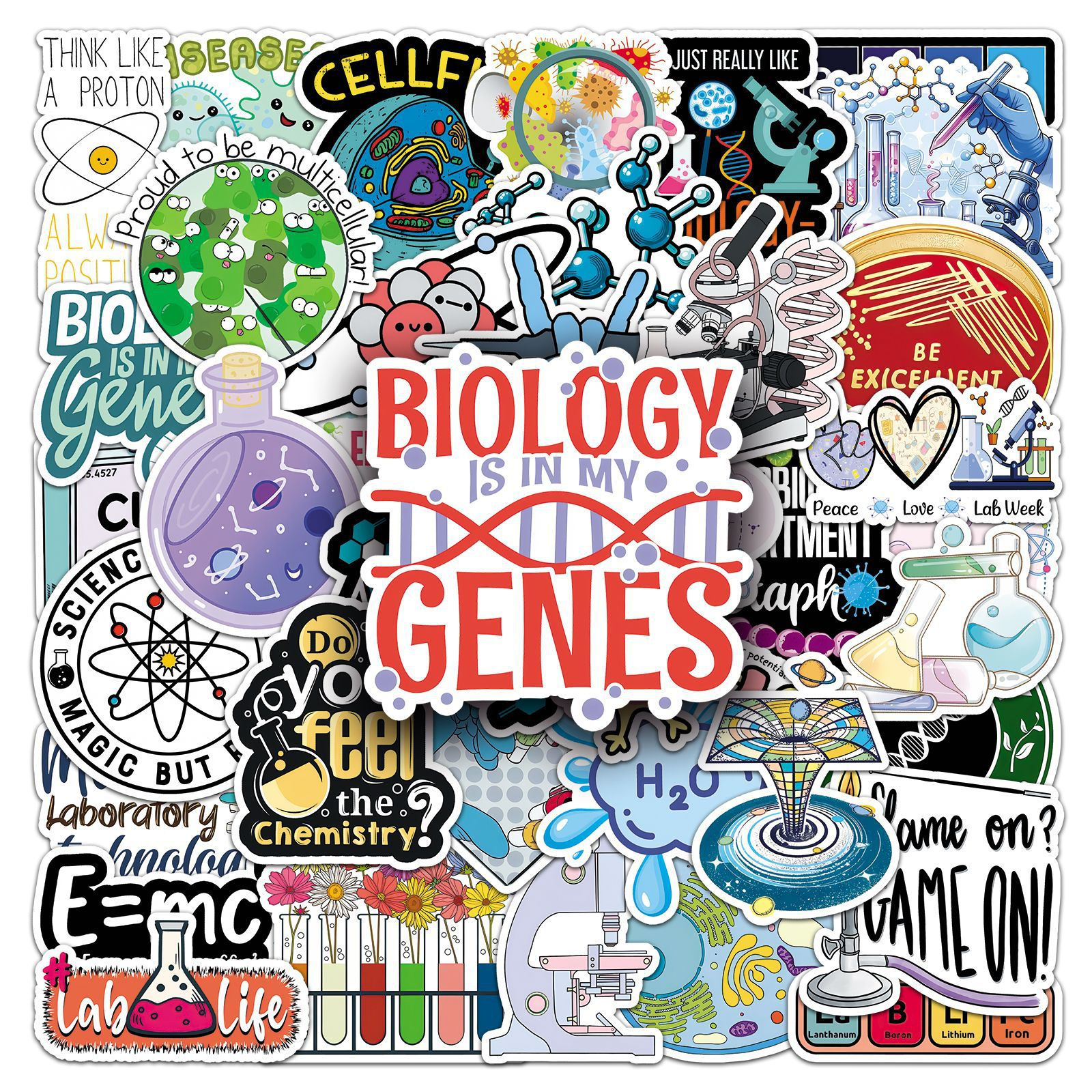 50-100PCS Science Aesthetic Stickers Creative Subject Graffiti Chemistry Lab Wat