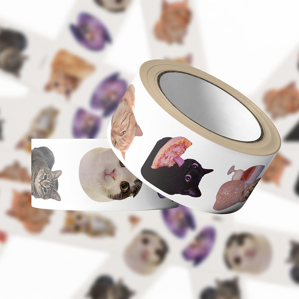 Thumbnail: 500PCS/RollCartoon Cat Emoji Washi Tape-Trending Cross-Border Stickers for Scrap