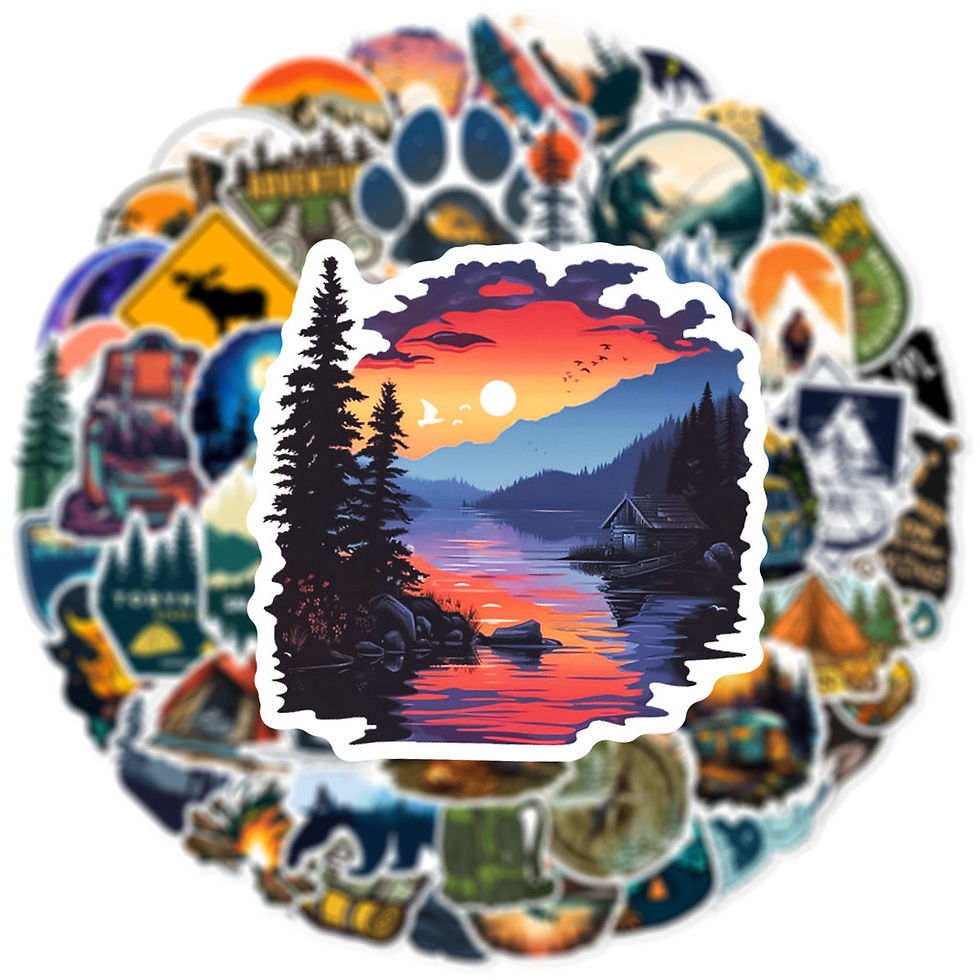 Thumbnail: 50PCS Camping-Inspired Adventure Stickers - Waterproof PVC Decals for Water Bott