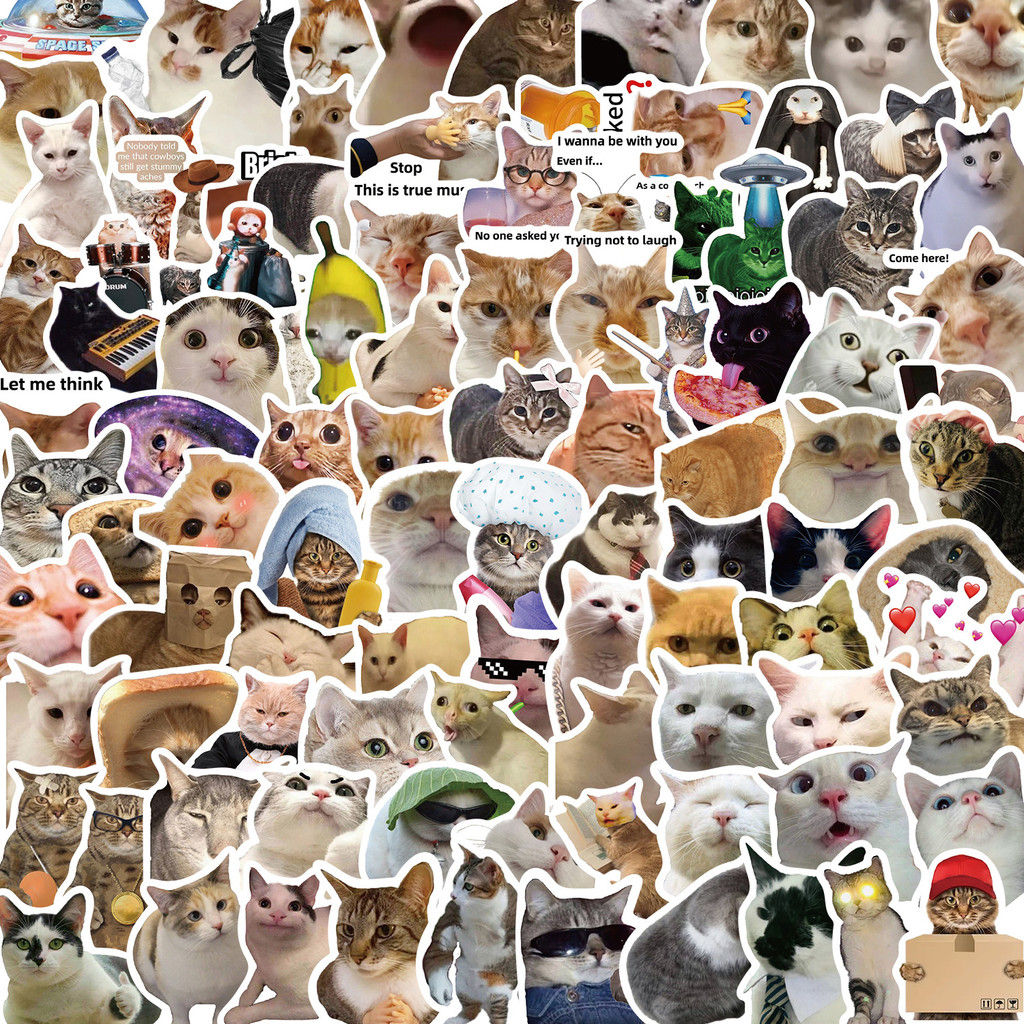 100PCS New Cat Graffiti Stickers - Waterproof DIY Decor for Guitar, Stationery,