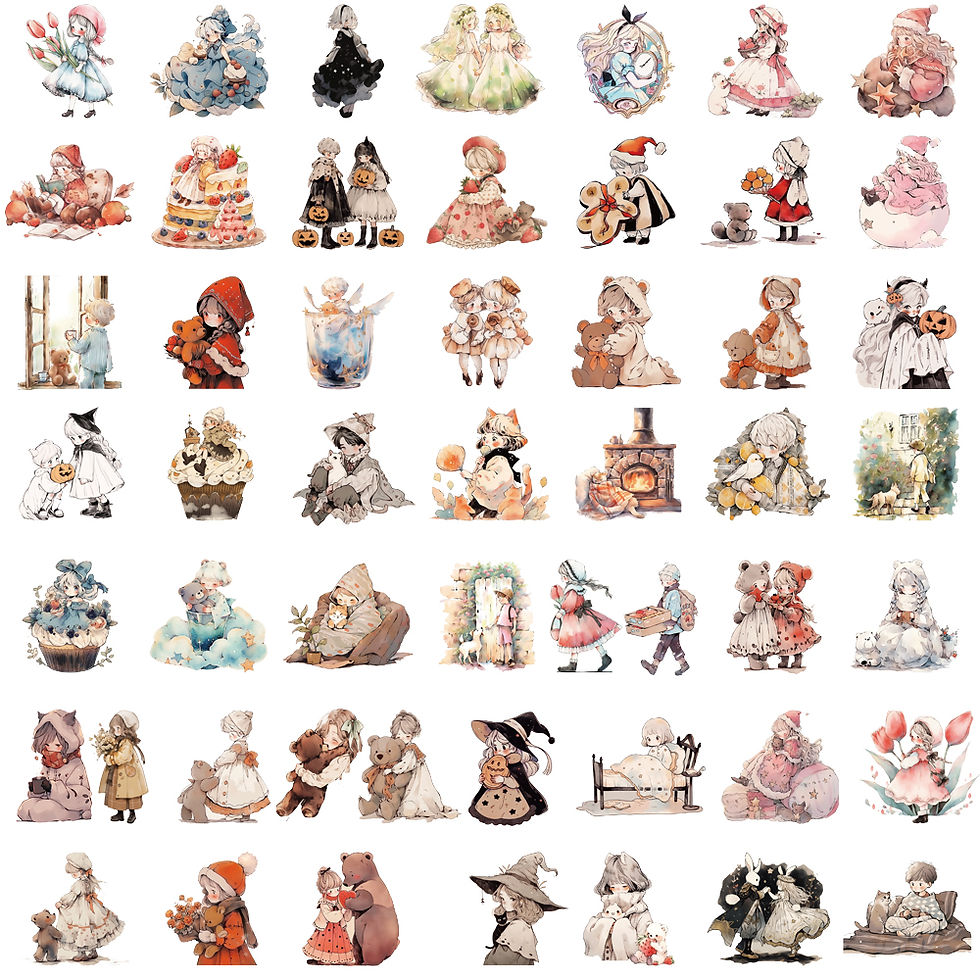 Thumbnail: 50PCS Watercolor Fairy Tale Sticker Nostalgia Funny Creative Modern Laptop Lugga