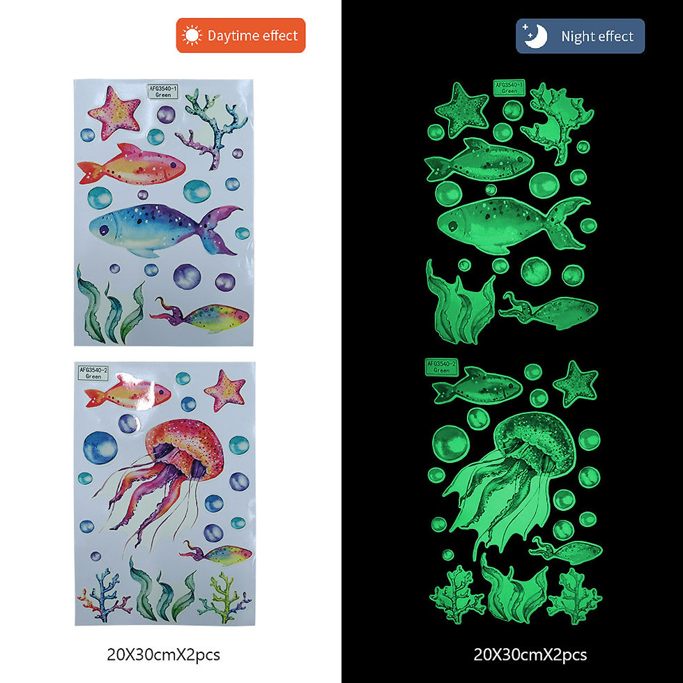 Thumbnail: Cartoon Ocean Animal Luminous Sticker Fish Octopus Jellyfish Glow In The Dark Fo