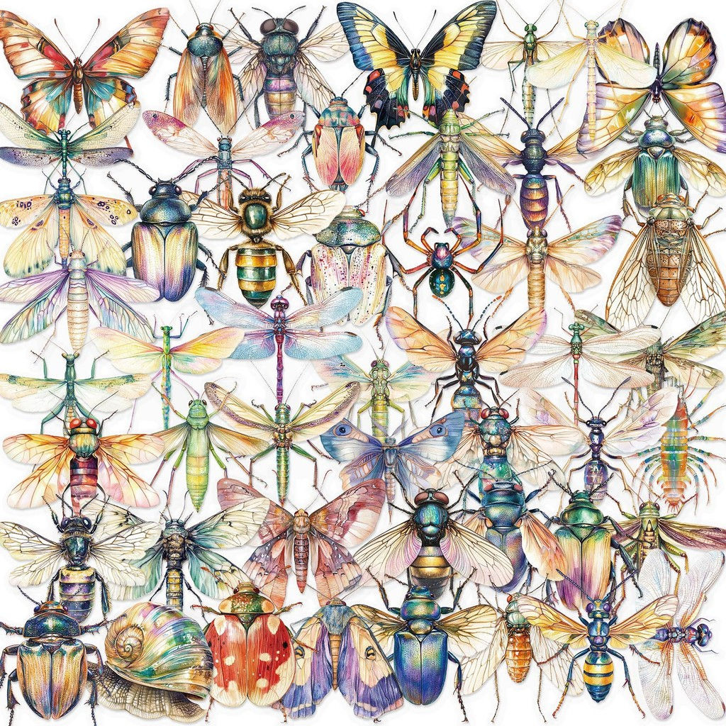 50PCS Transparent INS Insect Sticker Pack - Waterproof Clear PET for Scrapbook,