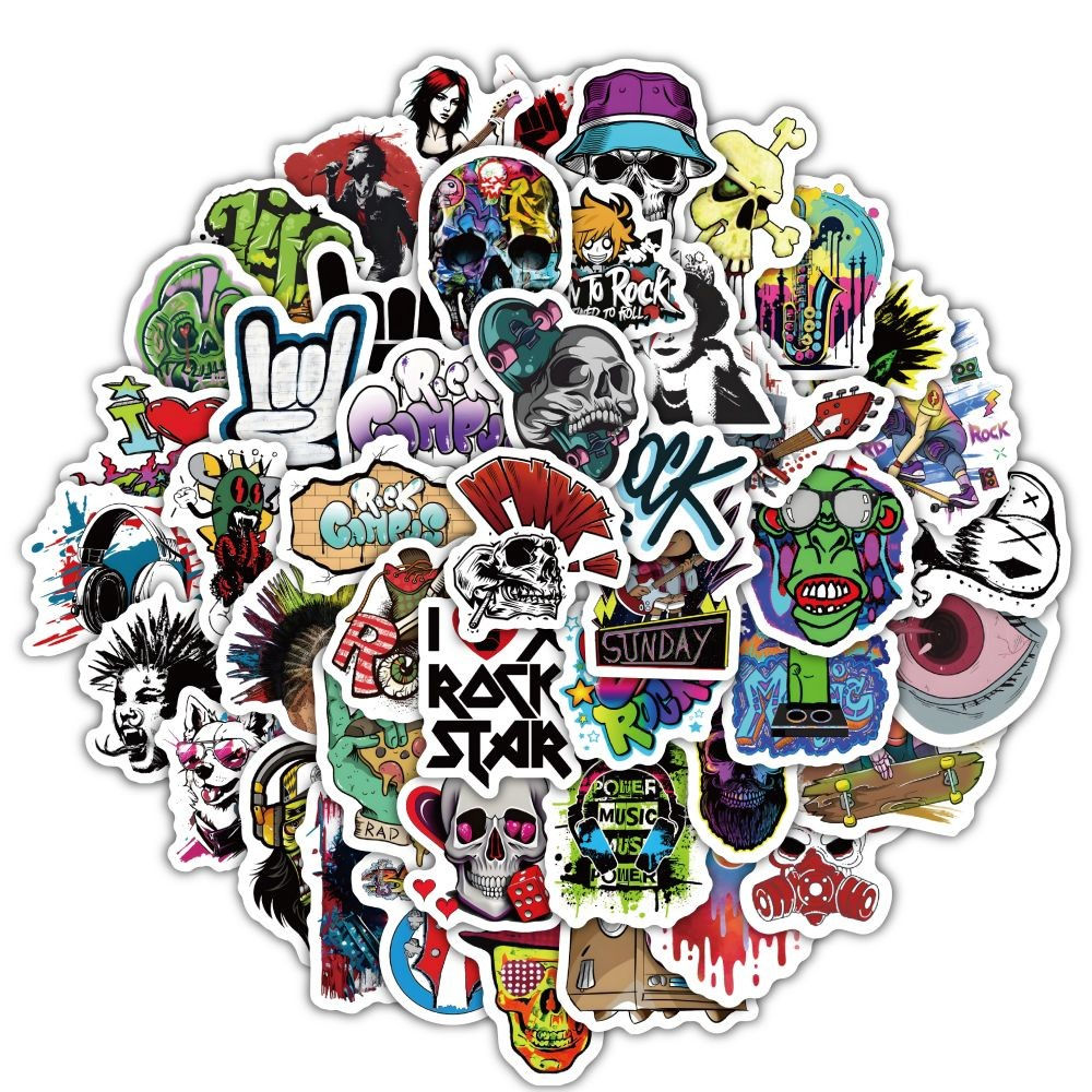 60PCS Cartoon Hip Hop Rock Goth Graffiti Stickers for Bicycle Hand Account Penci