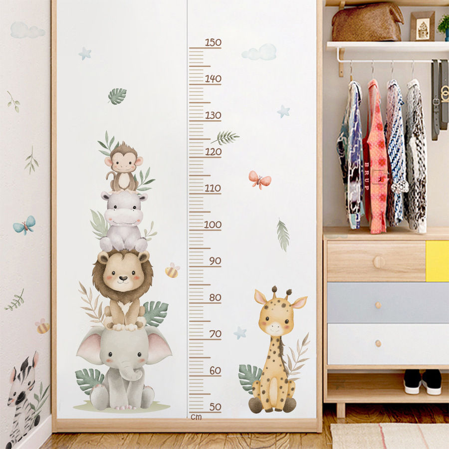 Thumbnail: Children's Growth Chart Sticker Jungle Safari Animals Height Ruler - Removable W