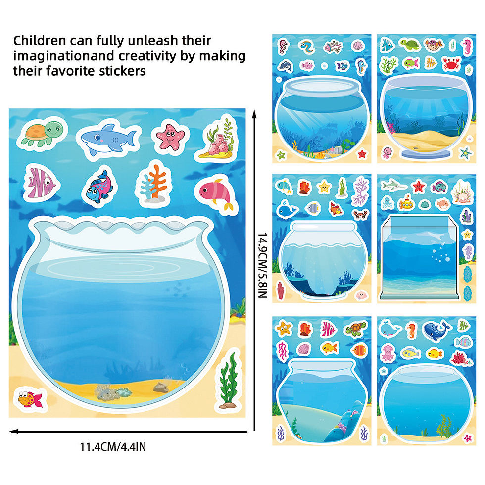 Thumbnail: 8 Pieces Fish Tank Marine Animal Scenery Puzzle Stickers Kids' Cartoon DIY Puzzl