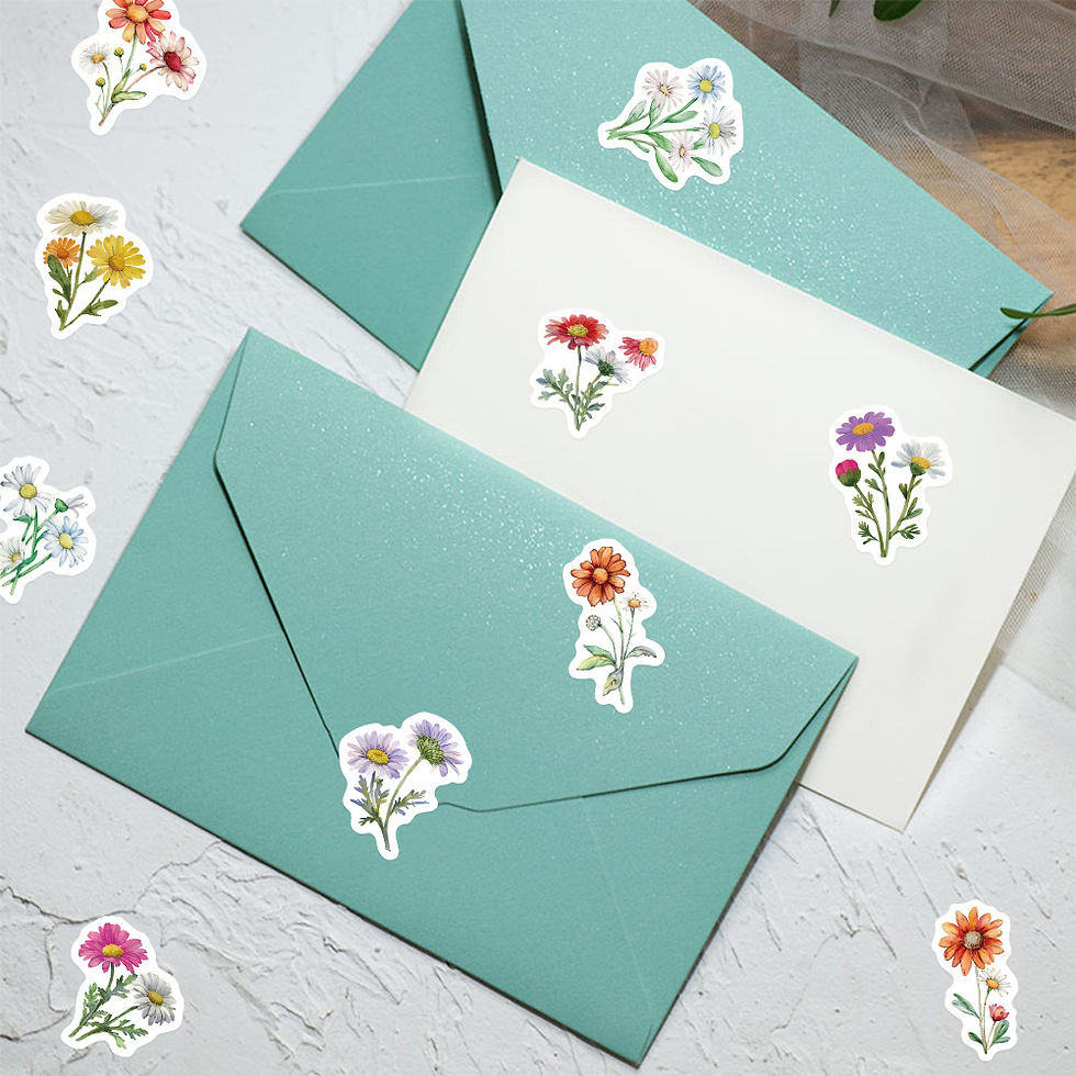 Thumbnail: 500PCS Daisy wildflowers Roll Stickers Colorful Cartoon Painted Flowers Scrapboo