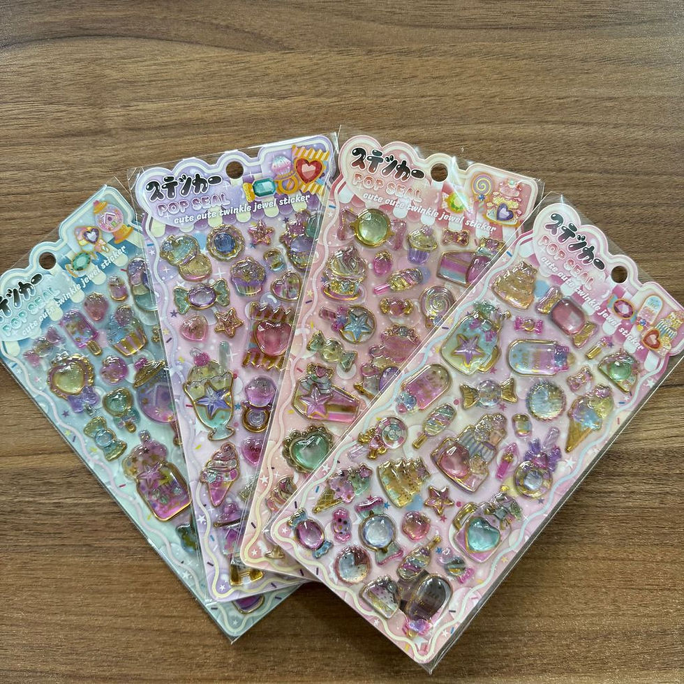 Thumbnail: 4Pcs Cute 3D Sparkle Gem Stickers Sweet Dessert Castle Epoxy Stickers for Scrapb