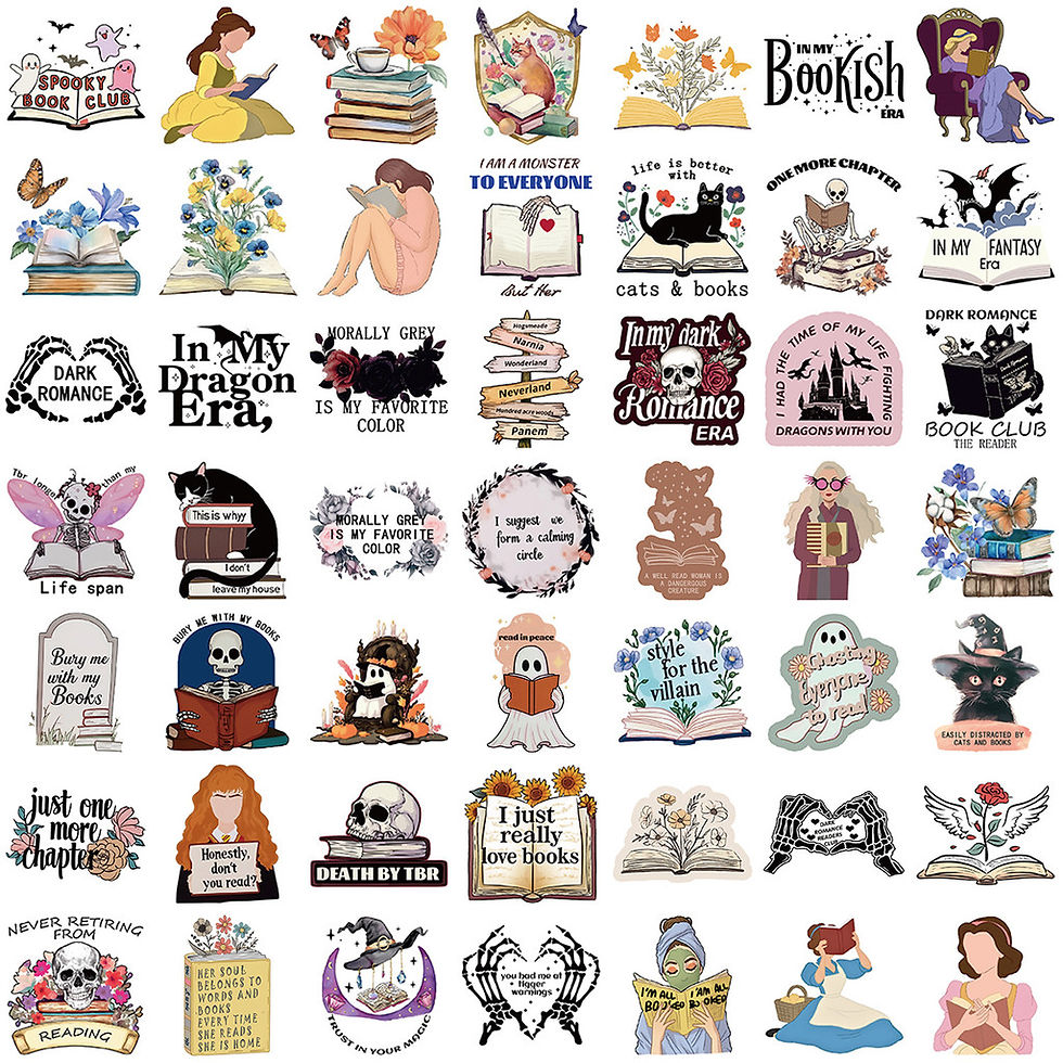 Thumbnail: 50Pcs Cartoon Bookish Graffiti Stickers - Waterproof DIY Decor for Guitars, Note
