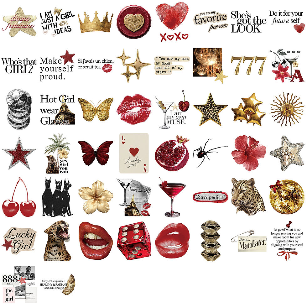 Thumbnail: 50/100pcs Y2k Stickers Gold&Red Lucky DIY PVC Stickers Scrapbooking Phone Luggag