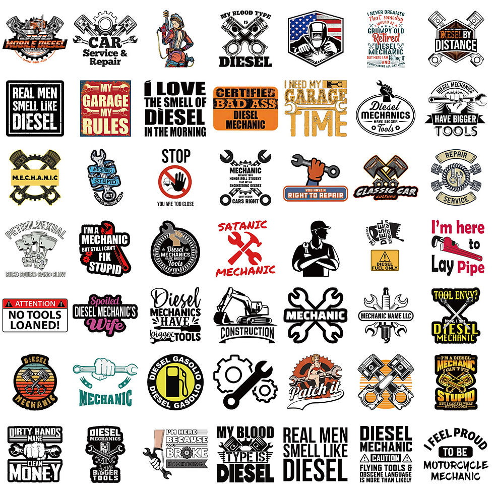 Thumbnail: 50PCS Diesel Mechanic Stickers Photocard Gift Art Picture Cartoon Laptop Luggage